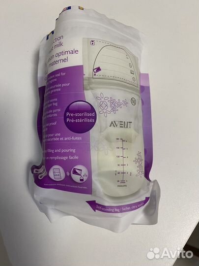Пакеты для хранения грудного молока avent, medela