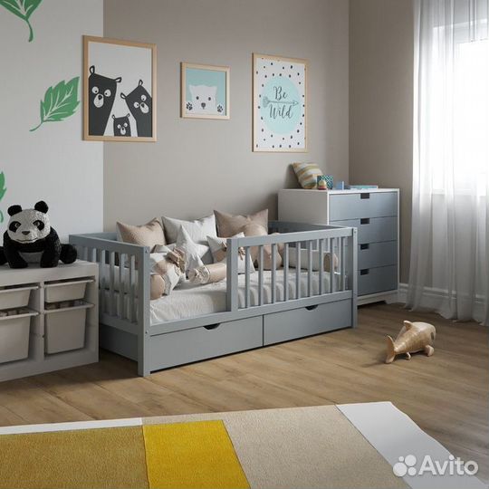 Кроватка с бортиком берёза сингл детская