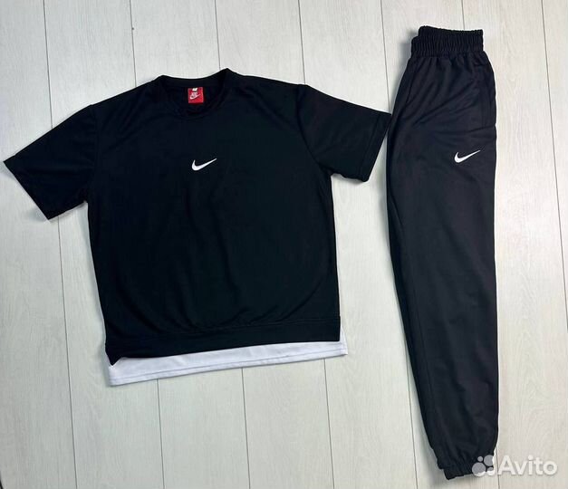 Спортивный костюм Nike серый (футболка + штаны) (А