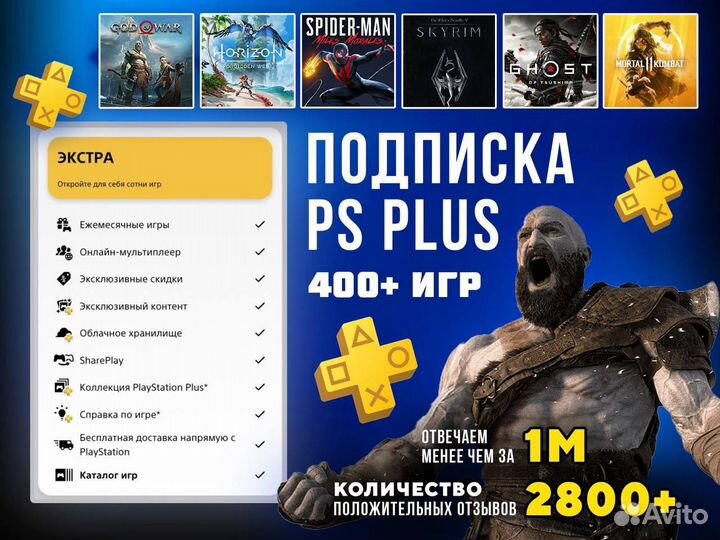 Подписка PS Plus Extra 12 месяцев PS4&PS5