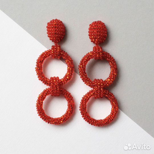 Серьги кольца клипсы блестящие Ручная работа