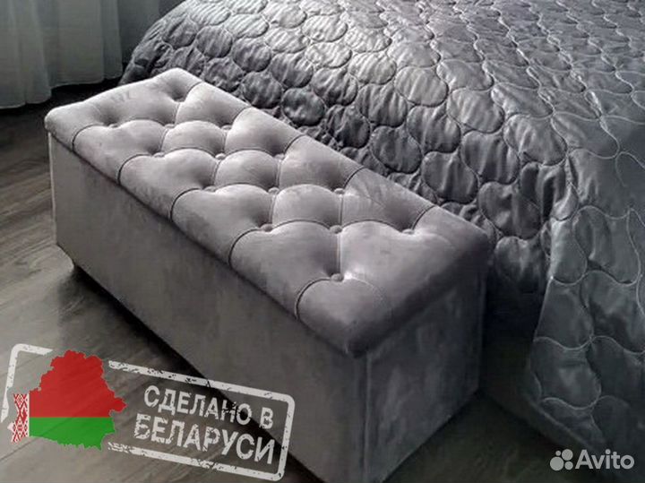 Банкетка пуф с ящиком каретная стяжка