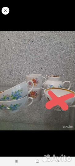 Молочник, чашки СССР Дулёво