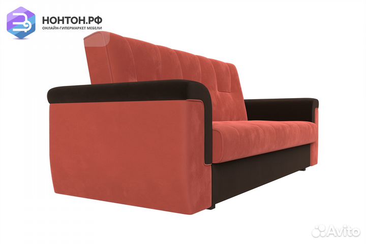 Диван книжка Эллиот микровельвет коралловый / кори