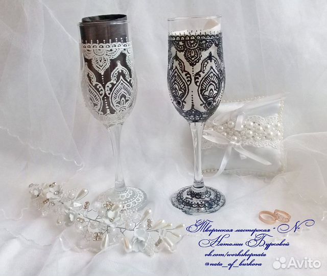 Свадебные бокалы (Ручная работа)