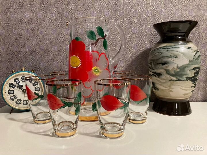 Кувшин и 6 стаканов Богемия(Чехословакия)