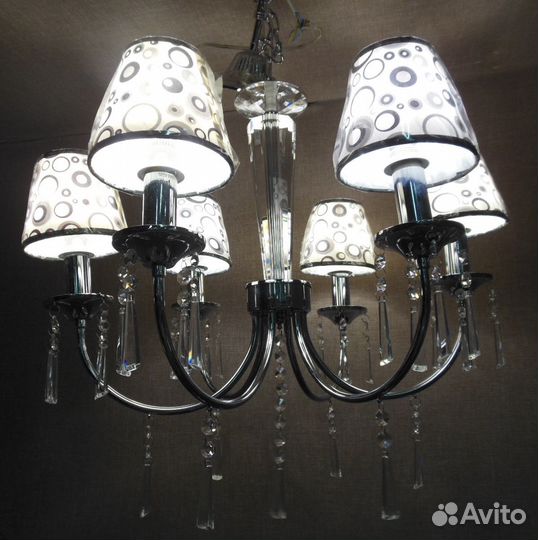 Люстра Подвесная Хрусталь - 3201/6 хром/черный