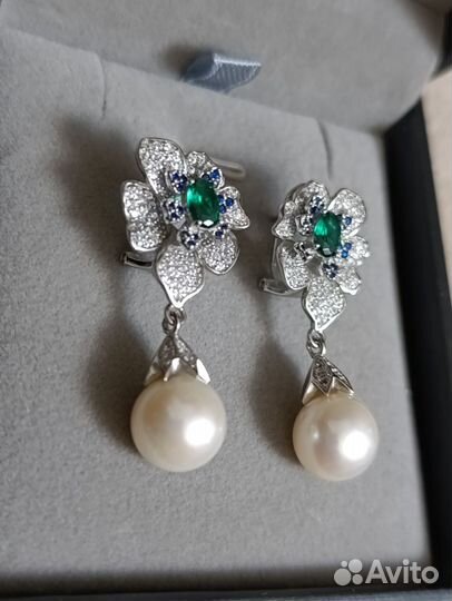 Серьги серебро 925 пробы с пресноводным жемчугом
