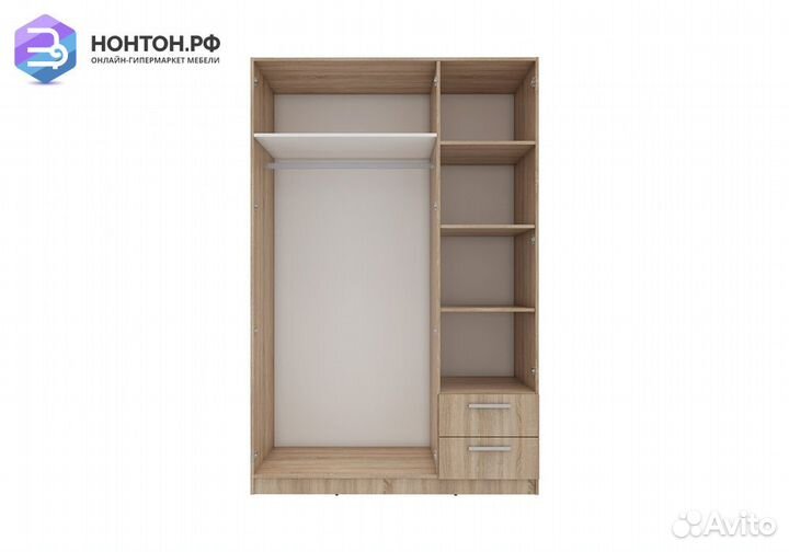 Шкаф трехдверный с ящиками Илга дуб сонома / белый