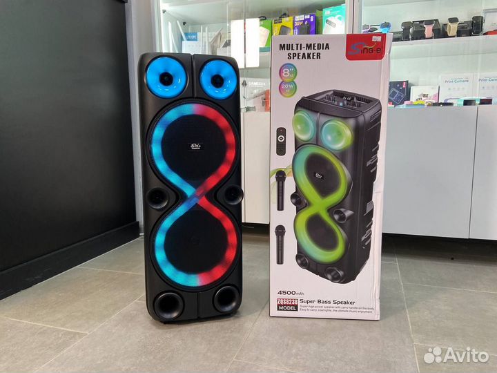 Блютуз колонка большая 2 микрофона