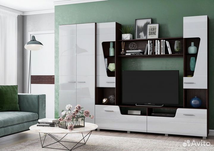 Моника Гостиная Венге Белый глянец