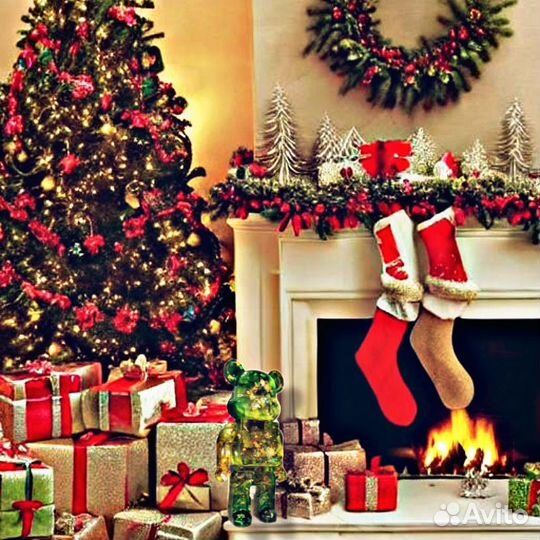 Новогодний медведь стиль bearbrick