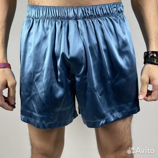 Трусы из 100 натурального шелка мужские, синие