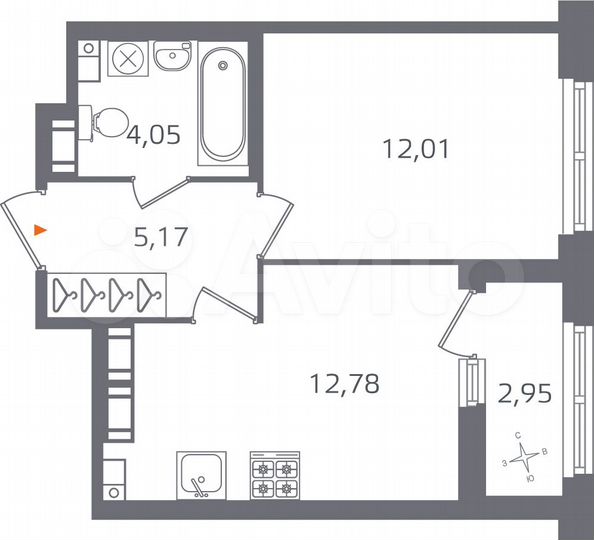 1-к. квартира, 35,5 м², 16/17 эт.