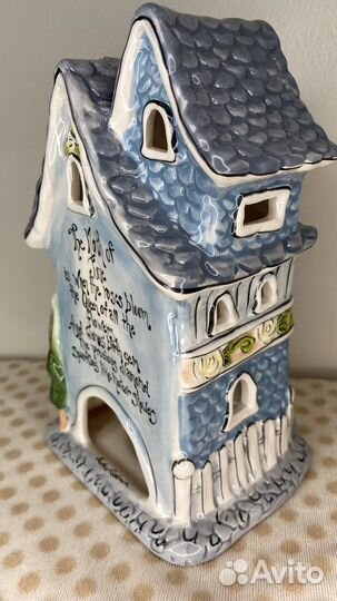 Коллекционный домик подсвечник керамический