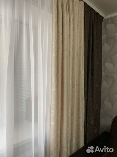 Шторы бежевые коричневые