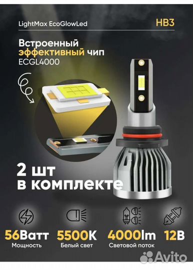 Новые Led лампы светодиодные автомобильные HB3