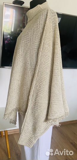 Пончо женское 100% лен бежевое