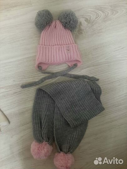Шапка и шарф для девочки 44-47
