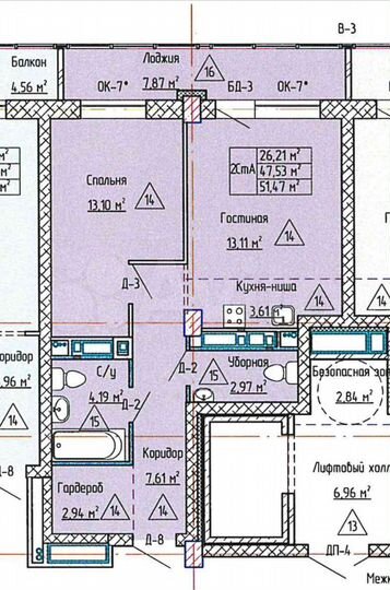 2-к. квартира, 51,5 м², 7/19 эт.