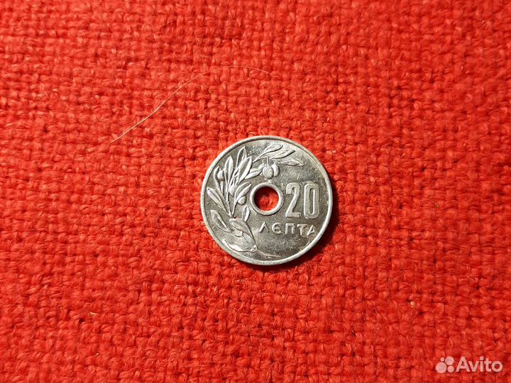 Монеты Греции 20лепта 1954 г./10дрх1959г.XF