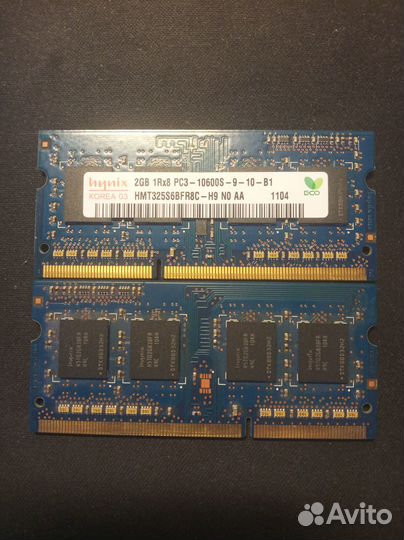 Оперативная память sodimm DDR3 2x2 Gb