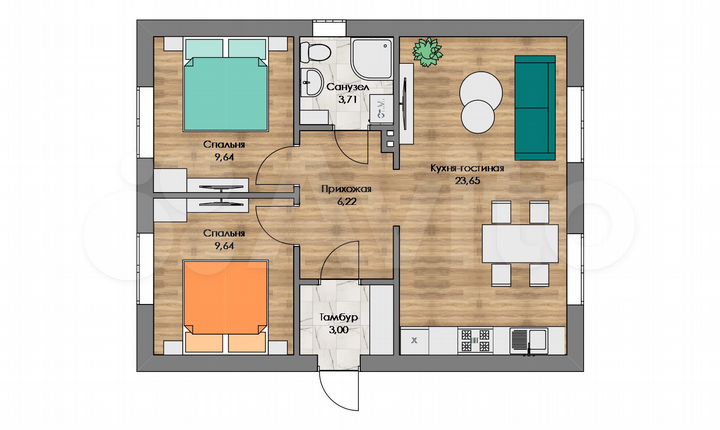 Дом 60 м² на участке 6 сот.