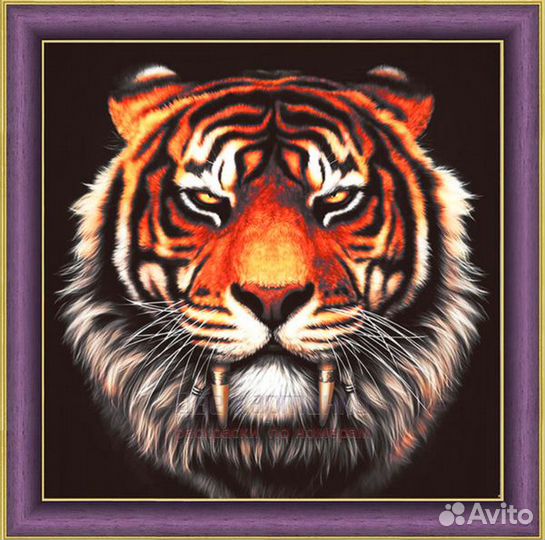 Алмазная мозаика 30x30 Портрет грозного саблезубог