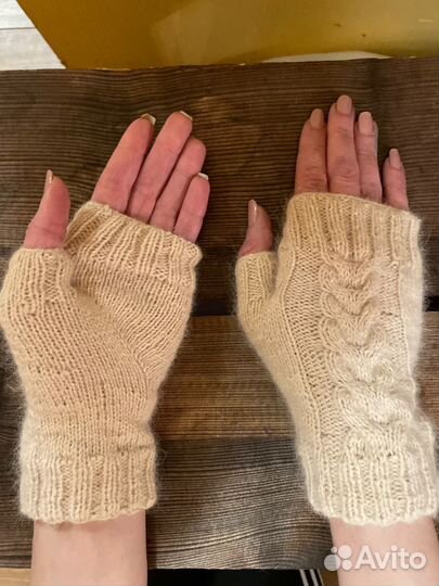 Митенки, пух норки, ручная работа