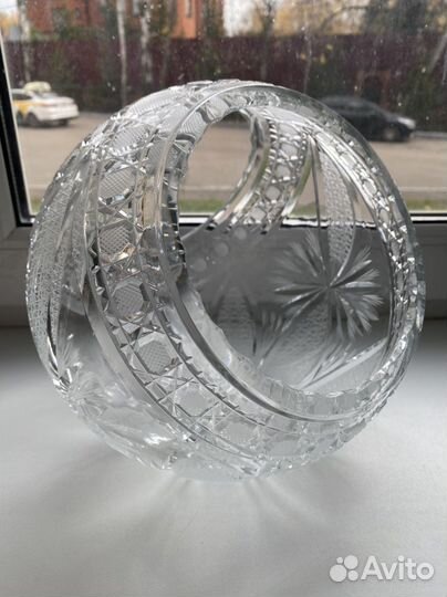 Ваза корзина конфетница хрустальная Bleikristall