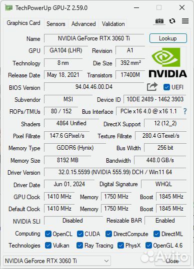 Видеокарты rtx 3060 ti