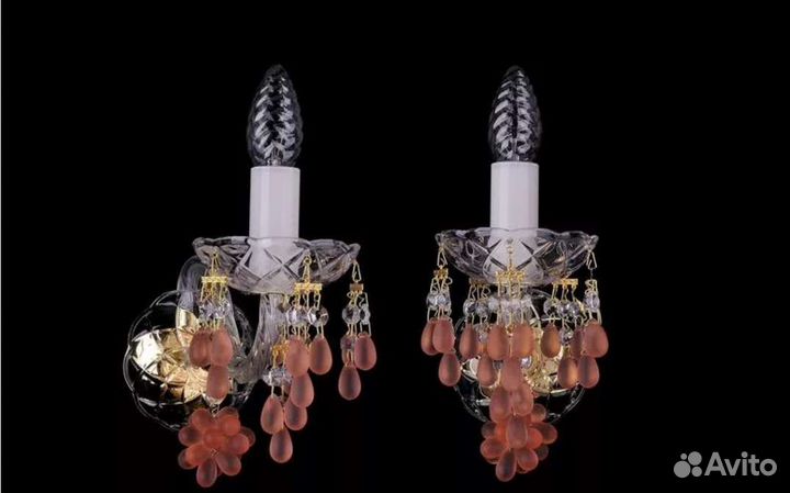 Люстра хрустальная чехословакия виноград и два бра