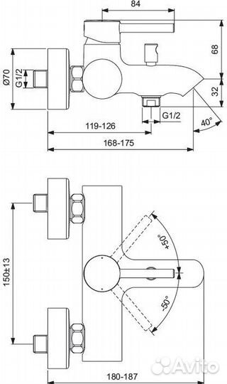 Смеситель для ванны Ideal Standard bc199u4 Черный