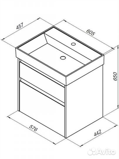 Раковина на тумбу Aquanet 60