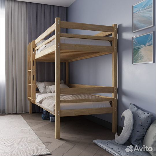 Двухъярусная кровать натуральный массив