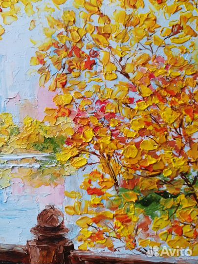 Осенний Пейзаж Картина маслом Влюбленные