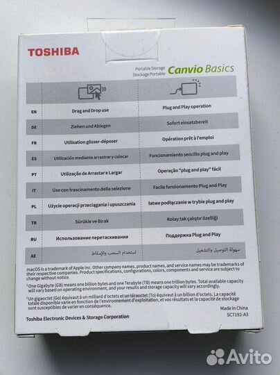 Внешний hdd диск Toshiba Canvio Basics 1 тб