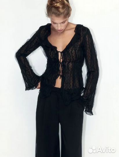 Блузка шифоновая с завязками и воланами Befree р.X