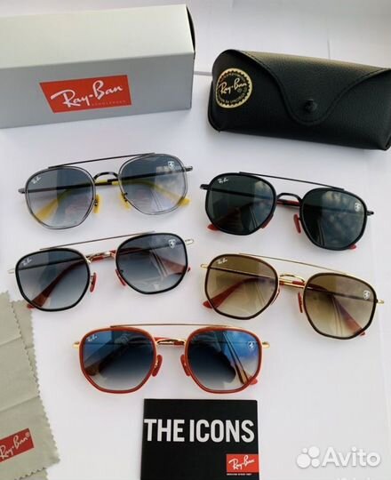Очки ray ban hexagonal ferrari голубые
