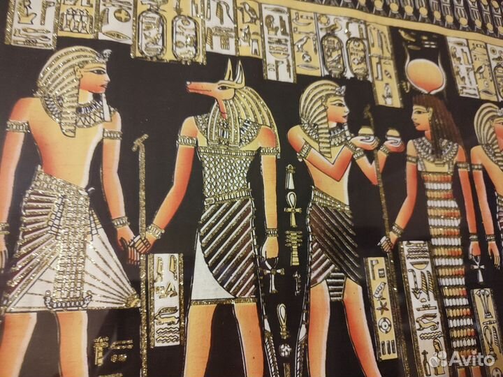 Папирус из Египта в раме, картина 102х52см