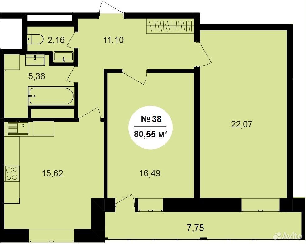 2-к. квартира, 80,6 м², 6/8 эт., Обнинск