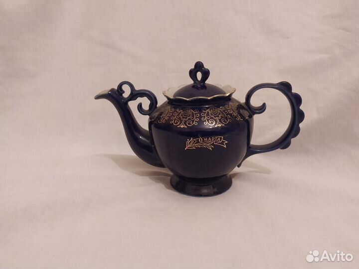 Заварочный чайник. Посуда СССР. Синяя посуда