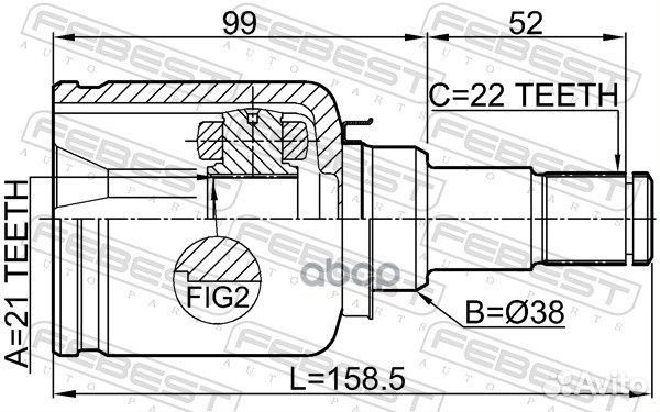 Шрус внутренний левый 21X38X22 2111fusatlh Febest