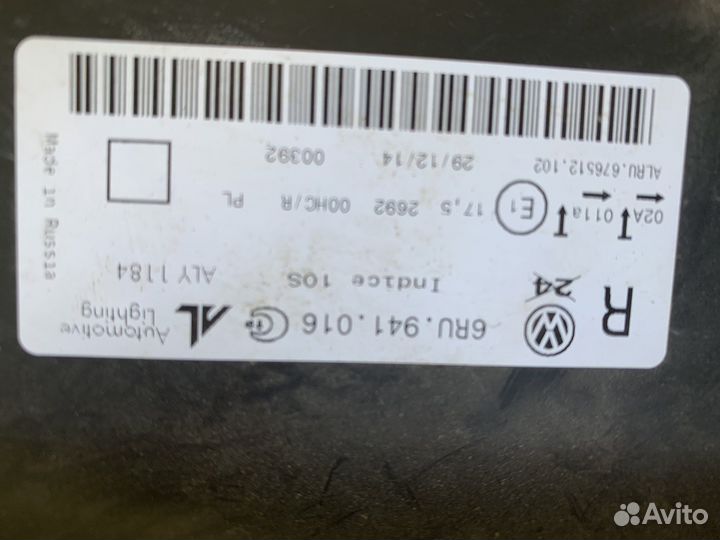 Фара volkswagen polo