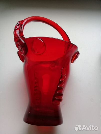 Ваза -конфетница красное стекло СССР