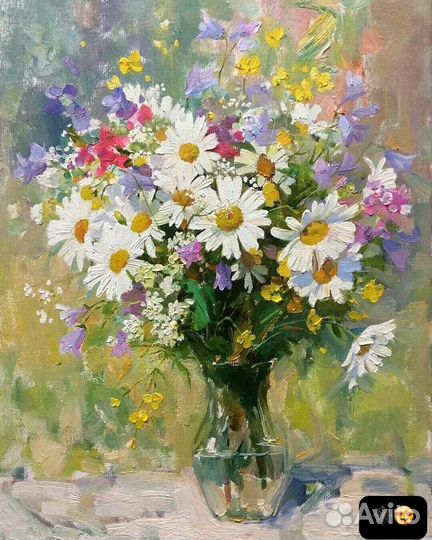 Картина масло цветы