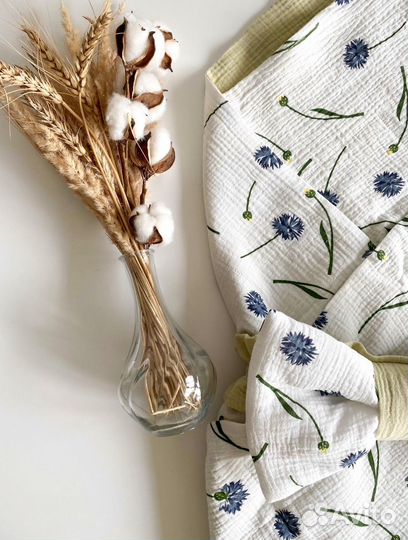 Муслиновый плед для малышей с бантиками