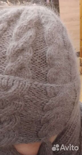 Комплект шапка и шарф, варежки из пуха норки