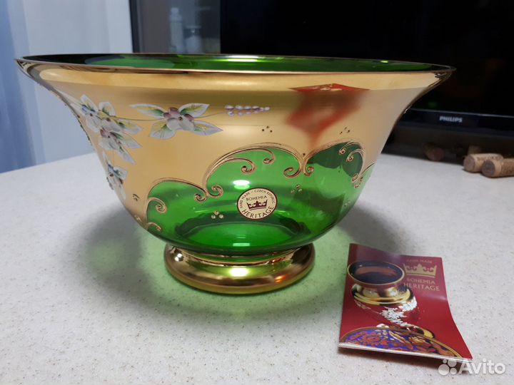 Ваза для фруктов. Богемское стекло 