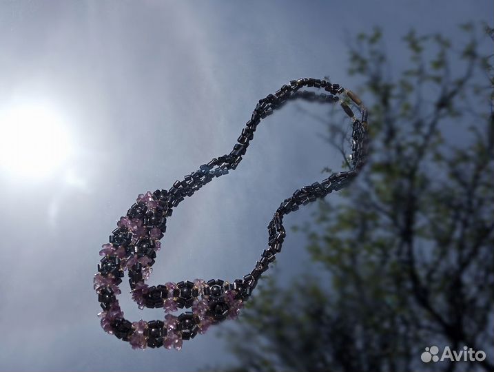 Бусы из гематита и аметиста